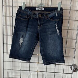 California Waves Blue Jean Shorts Distressed Cut-Off
